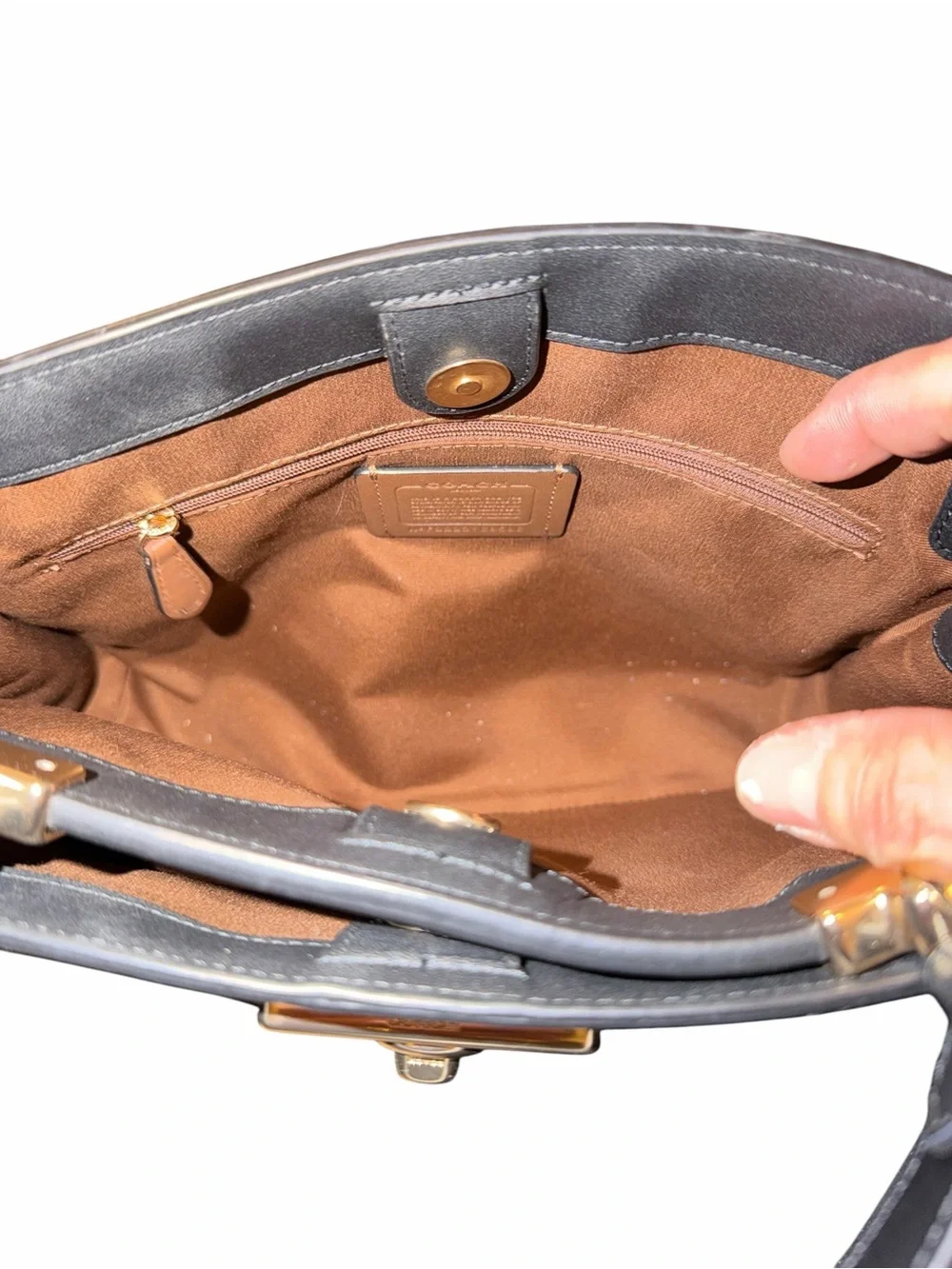 Coach Brown Signature Canvas Top-Handle Satchel with Black Trim